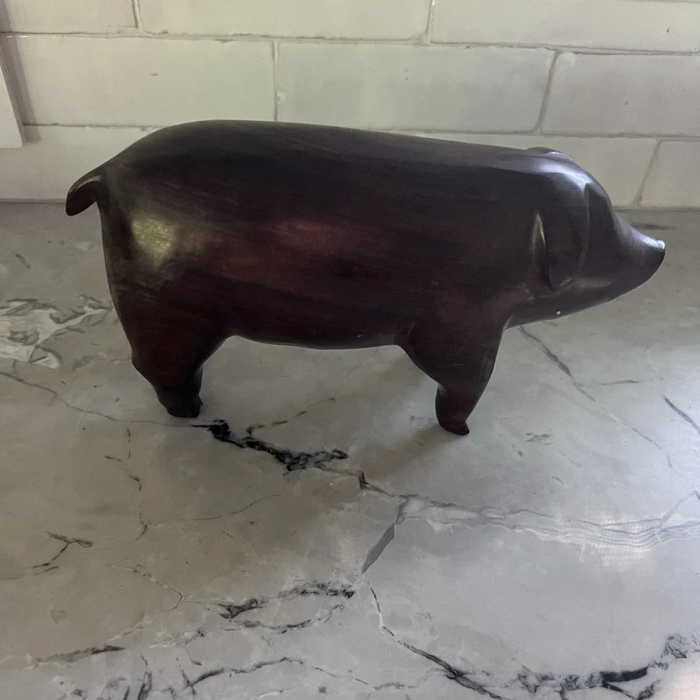 Vintage Iron Wood Adorable PIG Figurine‎
